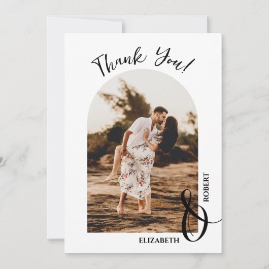 エレガントな結婚式の写真 サンキューカード (正面)