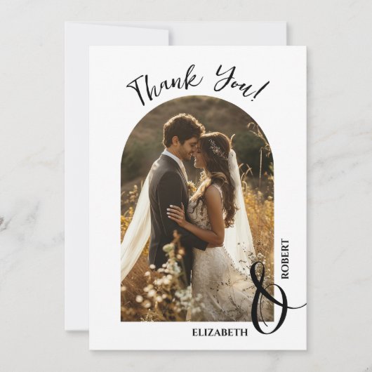 エレガントな結婚式の写真 サンキューカード (正面)