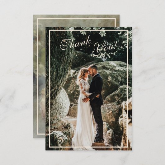 エレガントな結婚式の写真 サンキューカード (正面/裏面)