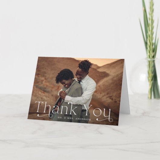 エレガントな結婚式の写真 サンキューカード (正面)