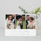 エレガントな結婚式の写真 サンクス シルバーフォイル カード (立ち正面)