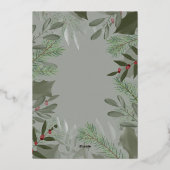 エレガントな結婚式の写真 セージ色の1stクリスマス マリッジ 箔シーズンカード (裏面)