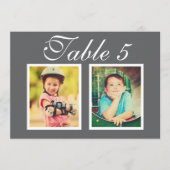 エレガントな結婚式の写真 チャコールグレーのテーブル番号 招待状 (正面)