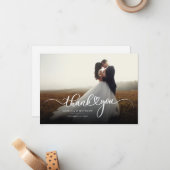 エレガントな結婚式の写真 ハンドレタリングのお礼 ノートカード (正面/裏面インサイチュ)