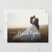 エレガントな結婚式の写真 ハンドレタリングのお礼 ノートカード (正面)