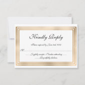 エレガントな結婚式の出欠確認カード（金箔の縁取り付き） 招待状 (正面)