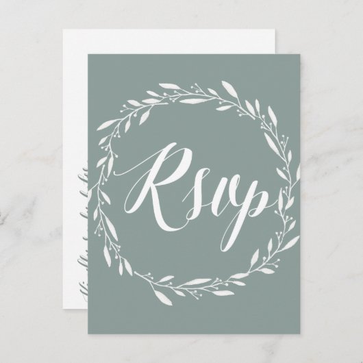 エレガントな結婚式の出欠確認ポストカード サジーの花輪 インビテーションポストカード (正面/裏面)