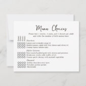 エレガントな結婚式の出欠返信カード メニュー選択肢4名様用 出欠カード (裏面)