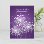 エレガントな結婚式の夏のスパークルパープル 招待状 (スタンド正面)