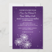 エレガントな結婚式の夏のスパークルパープル 招待状 (裏面)