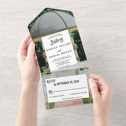 エレガントな結婚式の夏結婚のフローラ オールインワン招待状 (貼ってはがせる)