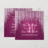 エレガントな結婚式の夜 ダズル ベリー ピンク 招待状 (正面/裏面)