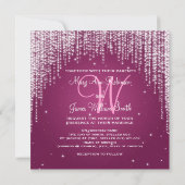 エレガントな結婚式の夜 ダズル ベリー ピンク 招待状 (裏面)
