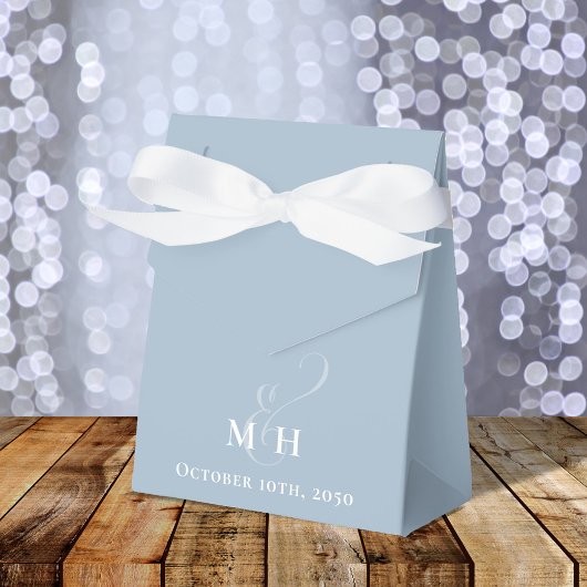 エレガントな結婚式の好意ほこりっぽいブルーモノグラム フェイバーボックス