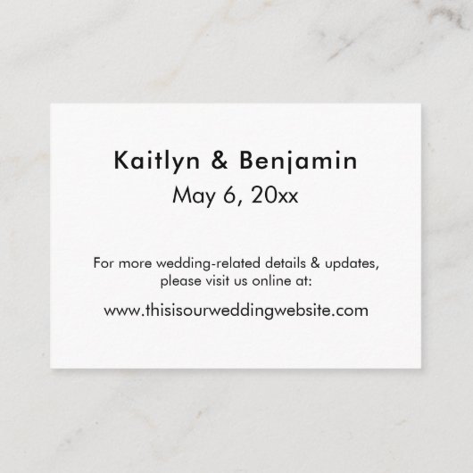 エレガントな結婚式の宿泊施設のカードを挿入 エンクロージャーカード (裏面)