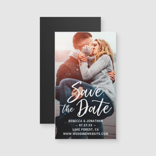 エレガントな結婚式の小さいセーブザデートマグネットの写真 (正面/裏面)