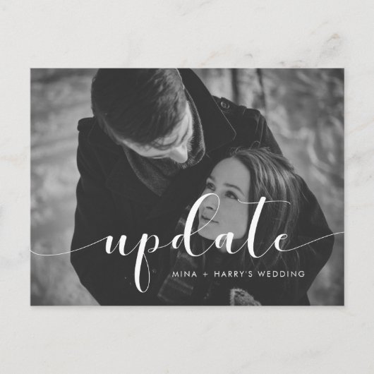 エレガントな結婚式の延期発表写真 ポストカード (正面)