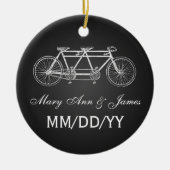 エレガントな結婚式の引き出物のタンデムバイクの黒 セラミックオーナメント (正面)