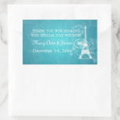 エレガントな結婚式の引き出物のラベルのロマンチックなパリ青 長方形シール (バッグ)