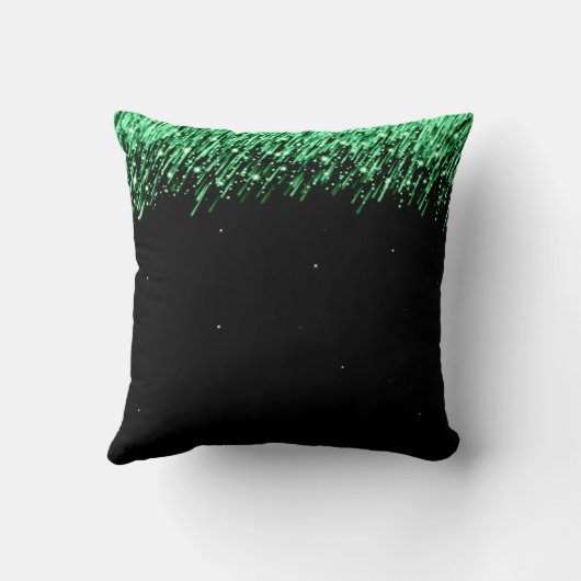 エレガントな結婚式の引き出物の落下星のエメラルドグリーン クッション (裏面)