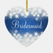 エレガントな結婚式の引き出物の魔法の輝きの青 セラミックオーナメント (正面)