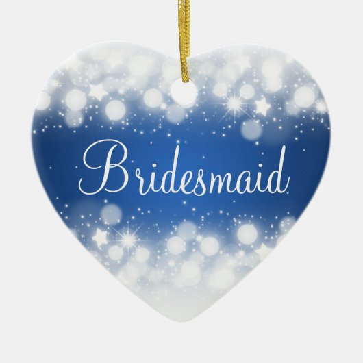 エレガントな結婚式の引き出物の魔法の輝きの青 セラミックオーナメント (正面)