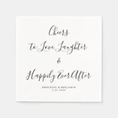 エレガントな結婚式の後ずっと幸せに笑いを愛する スタンダードカクテルナプキン (正面)
