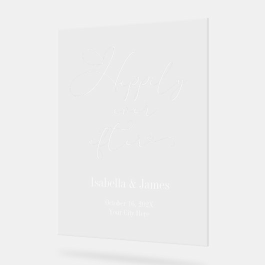 エレガントな結婚式の後ずっと幸せに アクリルサイン (傾斜)