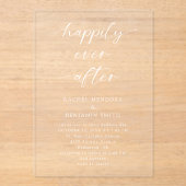 エレガントな結婚式の後の幸せなミニマルいシンプル アクリル招待状 (正面)