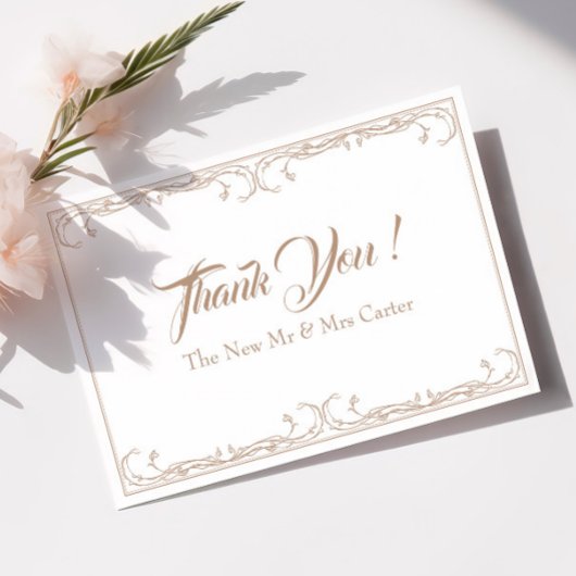 エレガントな結婚式の御礼カード - サンドローズ サンキューカード