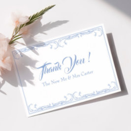 エレガントな結婚式の御礼カード - 青いバラ サンキューカード