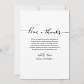 エレガントな結婚式の愛と感謝していスクリプト | フォト サンキューカード (裏面)