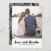 エレガントな結婚式の愛と感謝してい写真 サンキューカード (正面/裏面)
