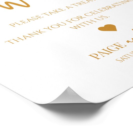 エレガントな結婚式の愛は甘いトリートテーブルサイン ポスター (角)