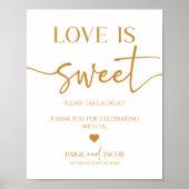 エレガントな結婚式の愛は甘いトリートテーブルサイン ポスター (正面)