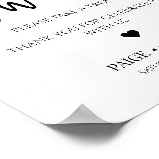 エレガントな結婚式の愛は甘いトリートテーブルサイン ポスター (角)