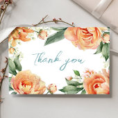 エレガントな結婚式の感謝のメッセージ Peach Floral サンキューカード