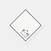 エレガントな結婚式の手書きブラック&ホワイト スタンダードカクテルナプキン (角)