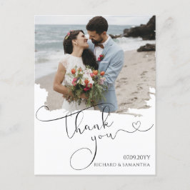 エレガントな結婚式の手書きメッセージ フォトサンクスカード ポストカード