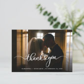 エレガントな結婚式の手書き文字写真 サンキューカード (スタンド正面)