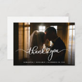 エレガントな結婚式の手書き文字写真 サンキューカード (正面/裏面)