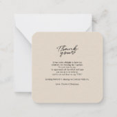エレガントな結婚式の手書付き感謝 ノートカード (裏面)