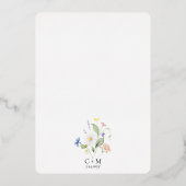 エレガントな結婚式の披露宴 水彩の野生の花 箔招待状 (裏面)