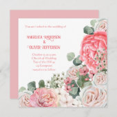 エレガントな結婚式の招待ウォーターカラーの花 招待状 (正面/裏面)