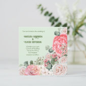 エレガントな結婚式の招待ウォーターカラーの花 招待状 (スタンド正面)