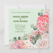 エレガントな結婚式の招待ウォーターカラーの花 招待状 (正面)