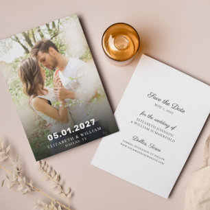 エレガントな結婚式の招待前のお知らせ写真カード 招待状