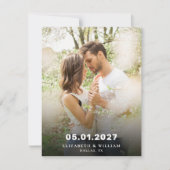 エレガントな結婚式の招待前のお知らせ写真カード 招待状 (正面)