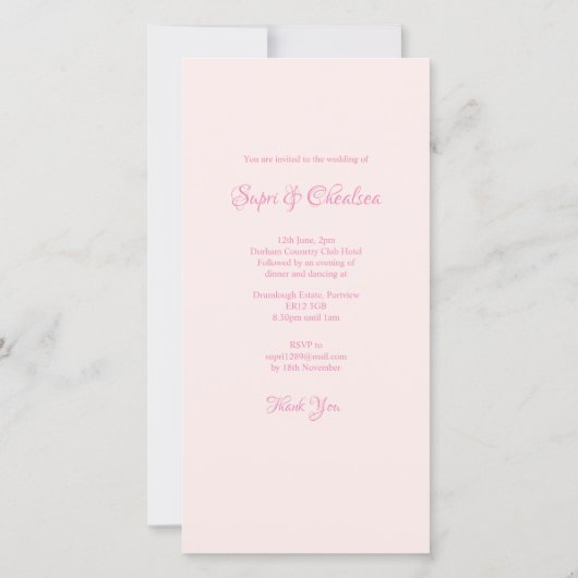 エレガントな結婚式の招待状のためのフラットレイ (裏面)