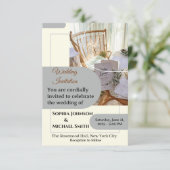 エレガントな結婚式の招待状カード - ミニマル ボタニカ 出欠カード (スタンド正面)